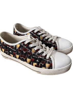 Wine glass print sneakers size 7 women’s (fits up to 8) 5 men’s (fits up to 6)